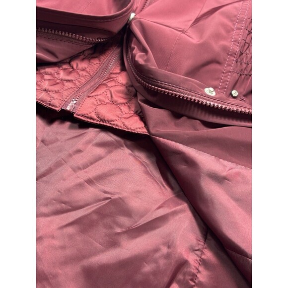 Laundry by Shelli Segal Parka Coat Jacket Burgundy Medium Hooded Quilted - Picture 12 of 16